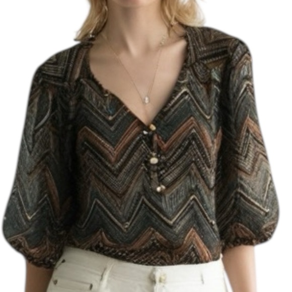 Living Doll Black and Brown Top with Chic Design - Picture 1 of 4